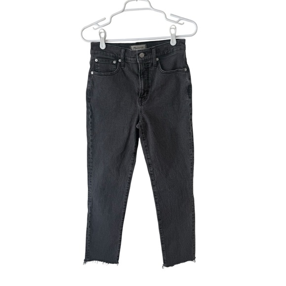 Madewell Denim - MADEWELL Perfect Vintage Jeans Black Lunar Wash High Rise Raw Hem